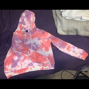 Zine Kahleah Purple & Peach Tie Dye Crop Hoodie